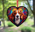 Beagle Stained Glass Effect Heart Suncatcher